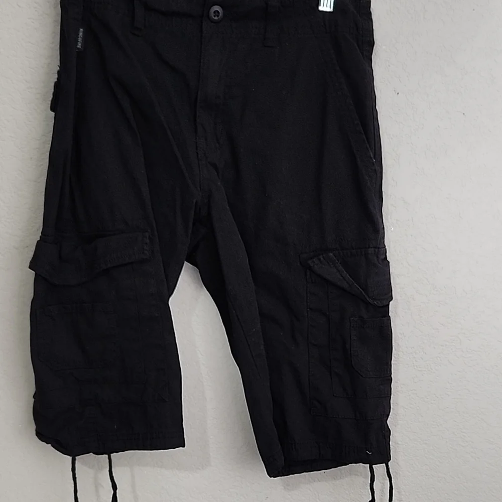 Ring of Fire Shorts Mens Messenger Cargo Size 30 Black Long